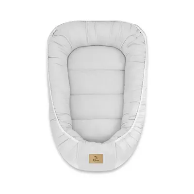 Cosulet bebelus, Qmini, Pentru dormit, Baby Nest 55 x 75 cm, Husa 100% muselina dubla, Material certificat Oeko Tex Standard 100, Gray