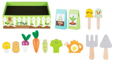 Set de joc Tooky Toy - Set de grădină din lemn, 14 piese