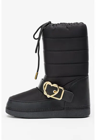 Ghete flatform de piele ecologica - Negru