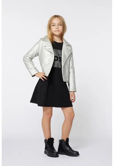 Rochie evazata cu imprimeu logo - Negru