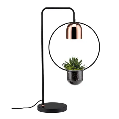 Veioză Neordic Fanja pentru plante, max 1x20W bec GU10, culoare negru/cupru 230V din metal si sticla