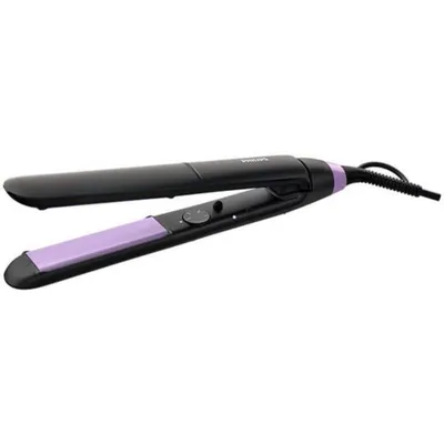 Placa de indreptat parul Philips StraightCare Essential BHS377/00, 230 grade, invelis ceramic, keratina, Negru/ Mov