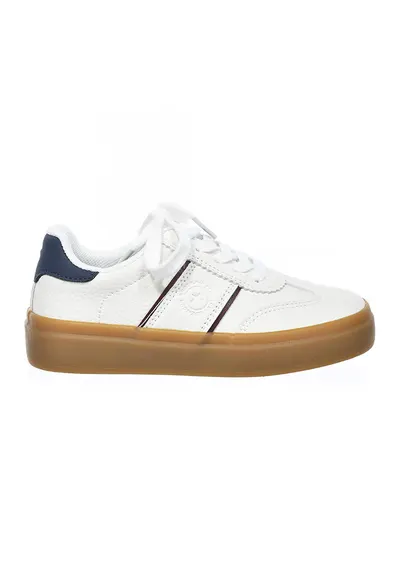 Pantofi sport low-cut de piele ecologica - Alb/Gri carbune