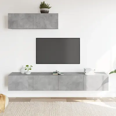 vidaXL Set dulapuri TV, 3 piese, gri beton, lemn prelucrat