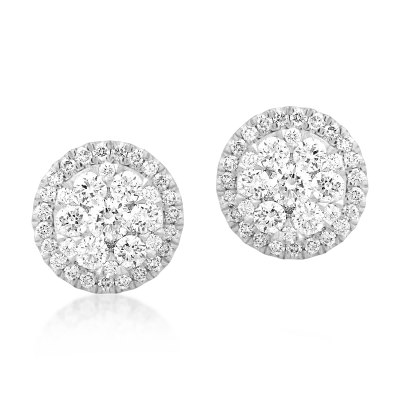 Cercei din aur alb-galben cu diamante de 0.652ct
