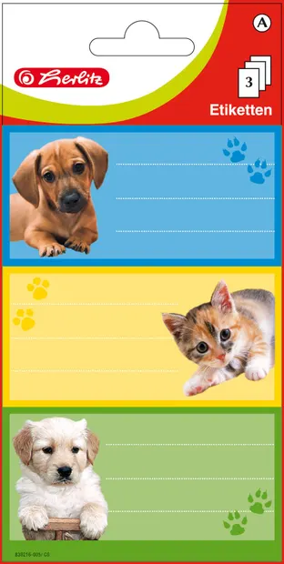 Etichete școlare Herlitz - Animals, 9 buc