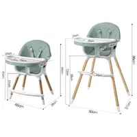 Scaun de masa pentru copii Procart Verde Menta, suport pentru picioare, tavita si husa, centura 5 puncte