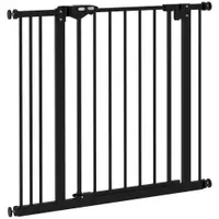 PawHut Poartă de Siguranță pentru Câini cu 2 Extensii, Lățime Reglabilă și Închidere Automată, 74-87x77 cm, Negru | Aosom Romania