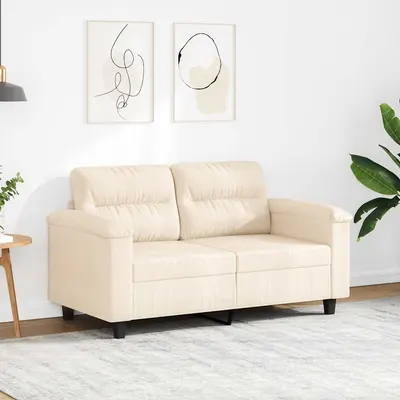 vidaXL Canapea cu 2 locuri, bej, 120 cm, țesătură microfibră