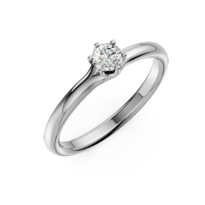 Inel de logodna din aur alb cu diamant solitaire de 0.2ct