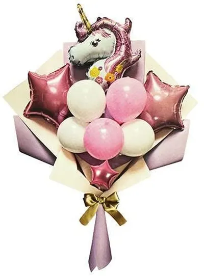 Set de baloane PartyGo - Buchet cu unicorn, 9 buc