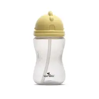 Cana sport cu pai moale si flexibil, capac de protectie rotativ, 300 ml, Yellow Grey