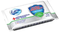 Șervețele umede Lara Med – Antiseptic pentru mâini și față, 15 buc