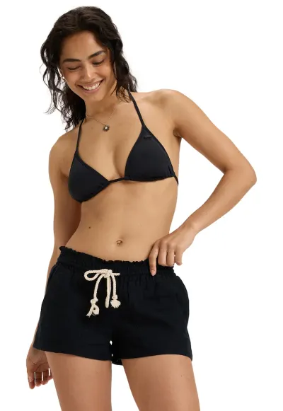 Pantaloni scurti din amestec de in Oceanside - Negru