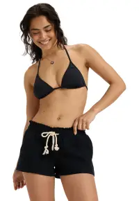 Pantaloni scurti din amestec de in Oceanside - Negru