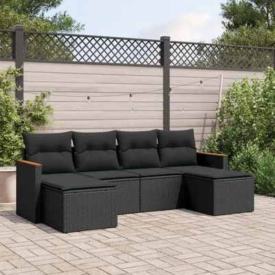 Gossi set mobilier de gradina cu perne, 6 piese, negru, poliratan