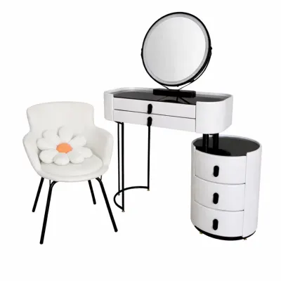 Set BELLA &amp; ROSALIE &ndash; măsuță de machiaj cu oglindă LED și scaun confortabil 80x40x120