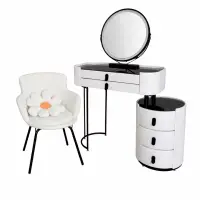 Set BELLA &amp; ROSALIE &ndash; măsuță de machiaj cu oglindă LED și scaun confortabil 80x40x120