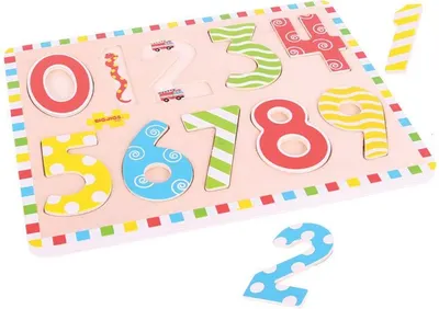 Puzzle din lemn Bigjigs - Cifrele de la 0 la 9
