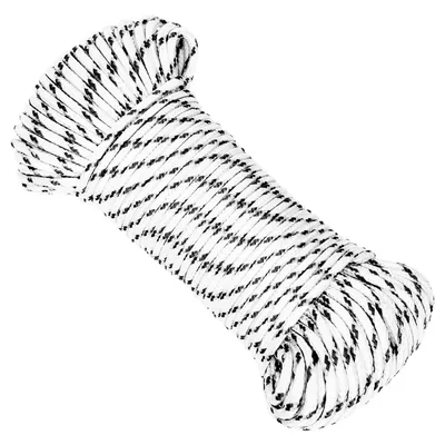 vidaXL Frânghie împletită pentru barcă, alb, 3 mm x 500 m, poliester