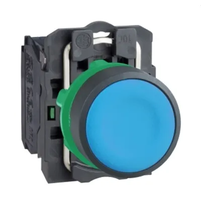 Buton Albastru Ø 22, Revenire cu Arc Incastrata, 1Nr