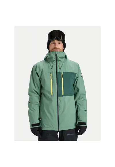 Geaca de snowboard barbati - verde - poliester - fermoar