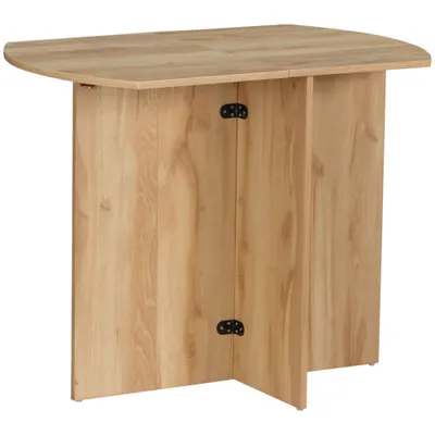 Masa pliabila HOMCOM pentru economisirea spatiului din lemn, pliabila, usor de curatat, PAL 90x60x74cm, stejar | Aosom Romania