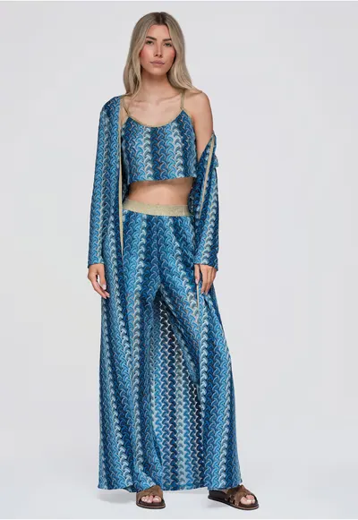 Kimono de plaja lung pentru femei - design lejer - cu maneci lungi si talie ajustabila OW-UW-E0001 - Albastru