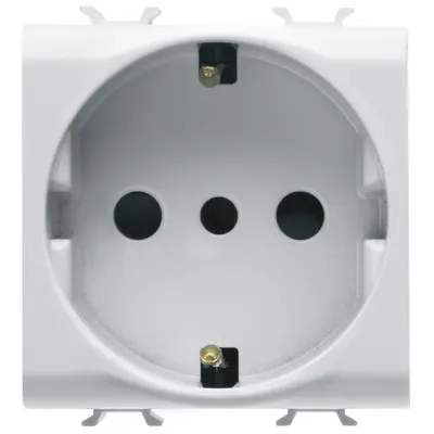 Priza 2 module standard italian/german 2P+E 16A, protectie copii Gewiss Chorus GW10205, alb