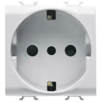 Priza 2 module standard italian/german 2P+E 16A, protectie copii Gewiss Chorus GW10205, alb