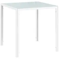 HOMCOM Masă de dining din sticlă Masă pătrată de bucătărie pentru 4 persoane cu picioare metalice pentru living 75x75x75 cm alb | Aosom Romania
