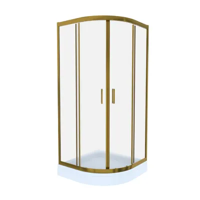 Cabina de dus simpla Celesta Titan semirotunda sticla sablata 6 mm 90 x 90 x 190 cm profil auriu