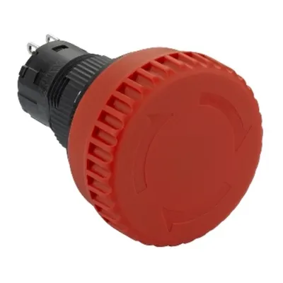 Buton urgenta Ø16mm, ne-iluminat, capac Ø32mm, elib. prin rotire/tragere, 2NC