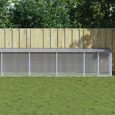 Gossi cotet pui cu acoperis gri deschis 1003x98x90 cm otel galvanizat
