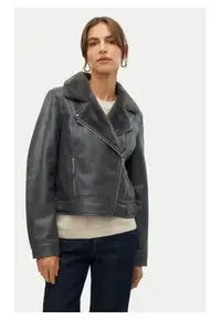 Geaca biker Hailey 10250405 Gri Regular Fit - Piele ecologica