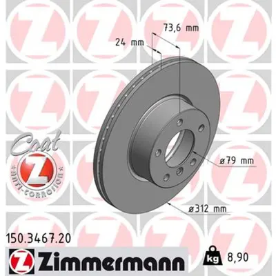 Disc frana ZIMMERMANN 150.3467.20