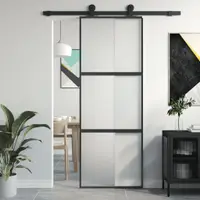 Gossi usa glisanta, negru, 76x205 cm, sticla securizata si aluminiu