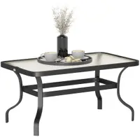 Outsunny Măsuță de Cafea pentru Exterior cu Blat din Sticlă Securizată, 95x55x46 cm, Negru | Aosom Romania