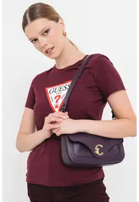 Tricou din bumbac cu imprimeu logo - Rosu/Alb/Visiniu