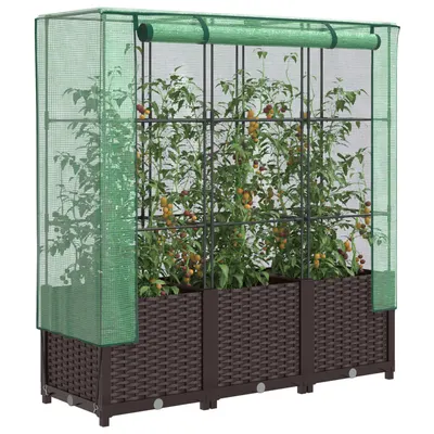 Gossi strat inaltat cu husa de sera, aspect ratan, 120x40x138 cm