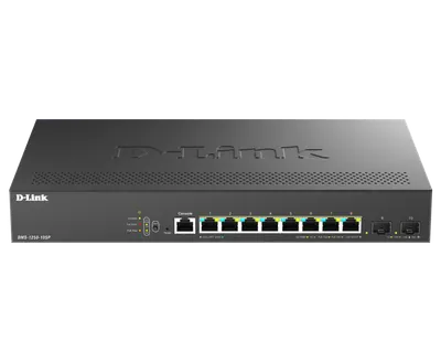 Switch D-Link DMS-1250-10SP , 8 porturi Gigabit, 2 porturi SFP+, Protocol 802.1D STP 802.1s MSTP 802.1w RSTP, rackabil