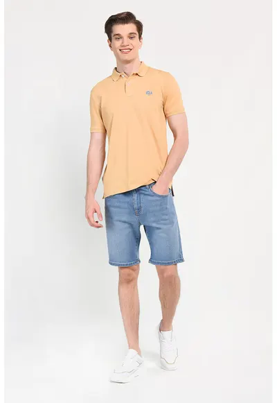 Tricou polo cu logo discret Lakes - Bej