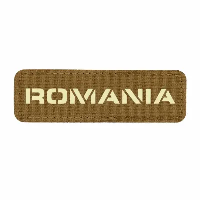 Patch ROMANIA fosforescent CORDURA® 500D laser-cut 25x80mm - COYOTE
