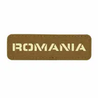 Patch ROMANIA fosforescent CORDURA® 500D laser-cut 25x80mm - COYOTE