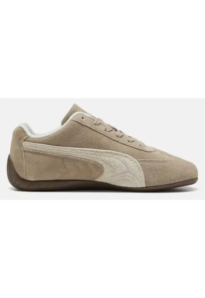 Pantofi sport Speedcat Elevated din piele intoarsa cu logo brodat - Bej inchis/Bej deschis