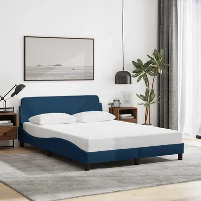 vidaXL Cadru de pat cu tăblie, Dover, albastru, 140x200cm, textil