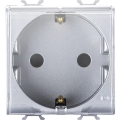 German Standard Priza 250v Ac - 2p+e 16a - 2 Modules - With Cover - Titanium - Chorus