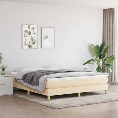 vidaXL Cadru de pat cu arcuri, crem, 180x200 cm, textil