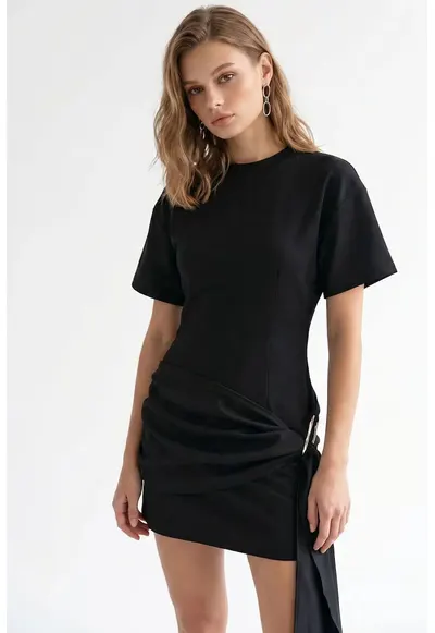 Rochie Mini - Elegant - Negru - 100% poliester