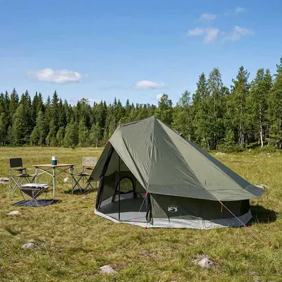 vidaXL Cort Tipi 18 persoană Verde Army Poliester și oțel